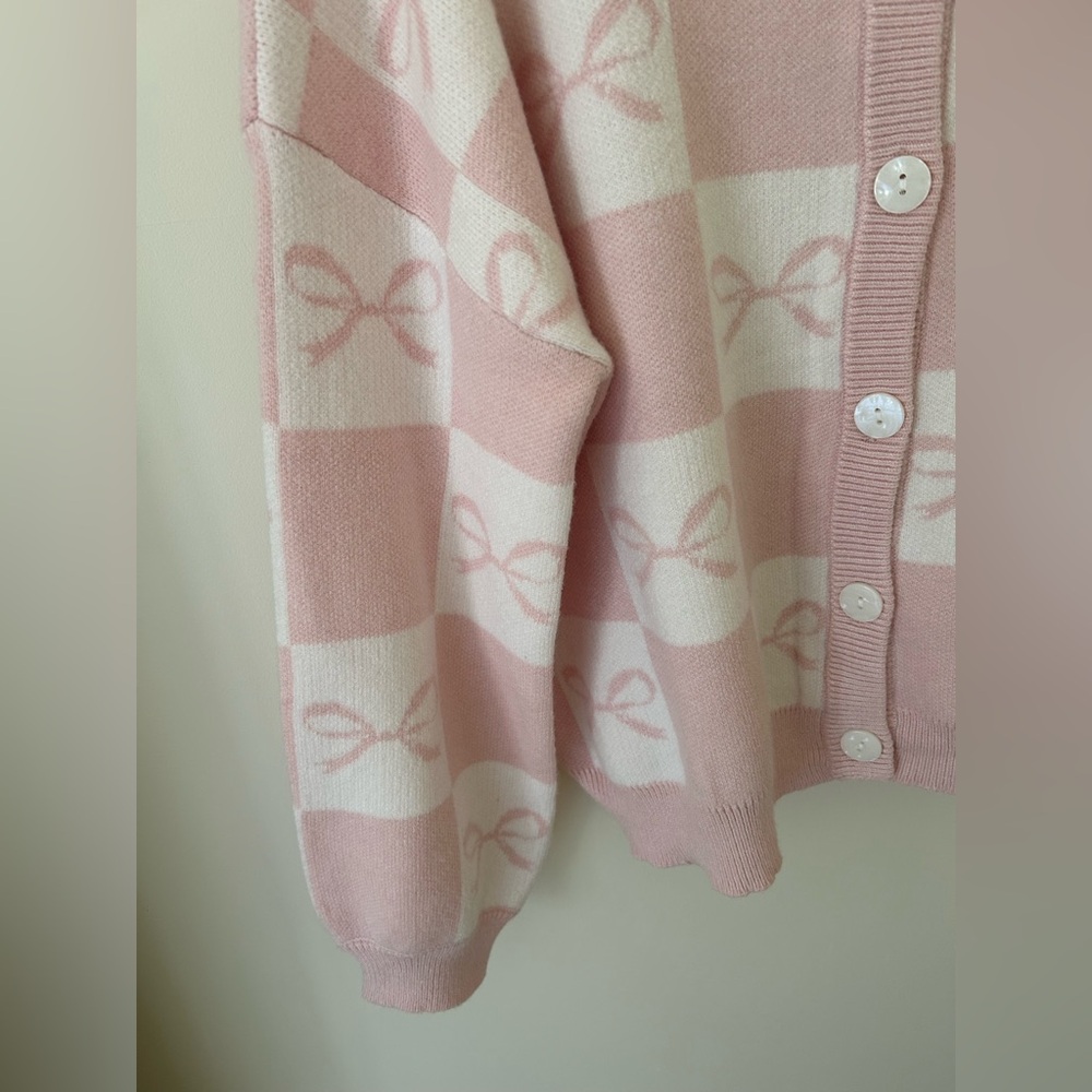 Sincerely Jules Baby Pink and White Knit Bow Cardigan 
Size: Small
NWT - Picture 7 of 15